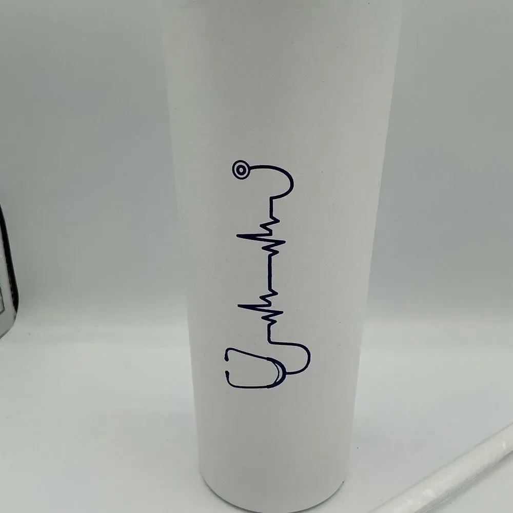 White Tumbler with Stethoscope Design New